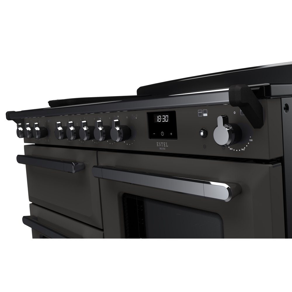 Rangemaster Estel Deluxe OC 110cm Induction Range Cooker With Chrome Trim 15198 ESDLO110EIPSLT/CM1 - Slate Rangemaster Estel Deluxe OC 110cm Induction Range Cooker With Chrome Trim 15198 ESDLO110EIPSLT/CM1 - Slate