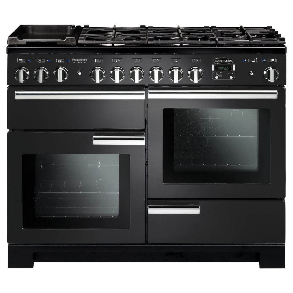 Rangemaster  Professional Deluxe 110cm Dual Fuel Range Cooker 126110 PDL110DFFCB/C - Charcoal Black
