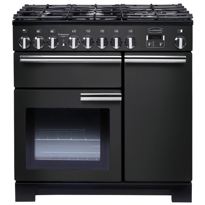 Rangemaster  Professional Deluxe 90cm Dual Fuel Range Cooker 125930 PDL90DFFCB/C - Charcoal Black
