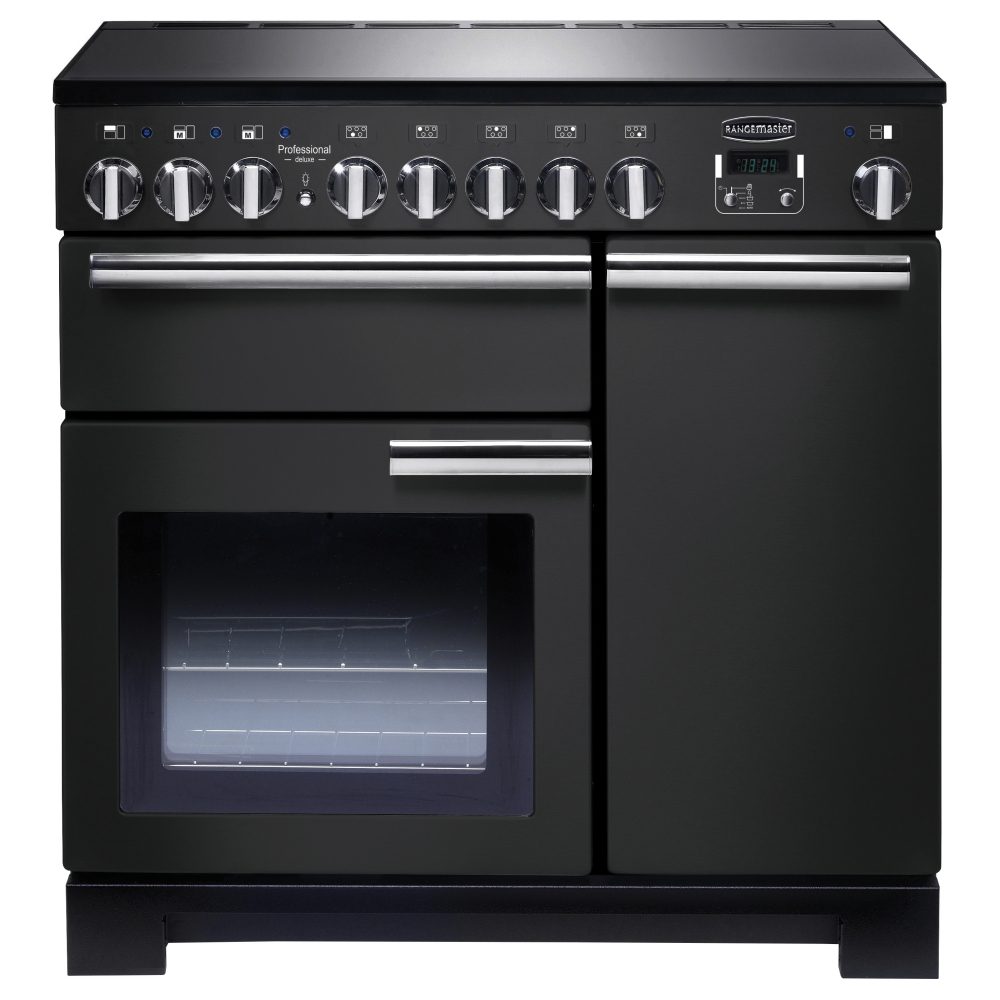Rangemaster  Professional Deluxe 90cm Induction Range Cooker 125950 PDL90EICB/C - Charcoal Black