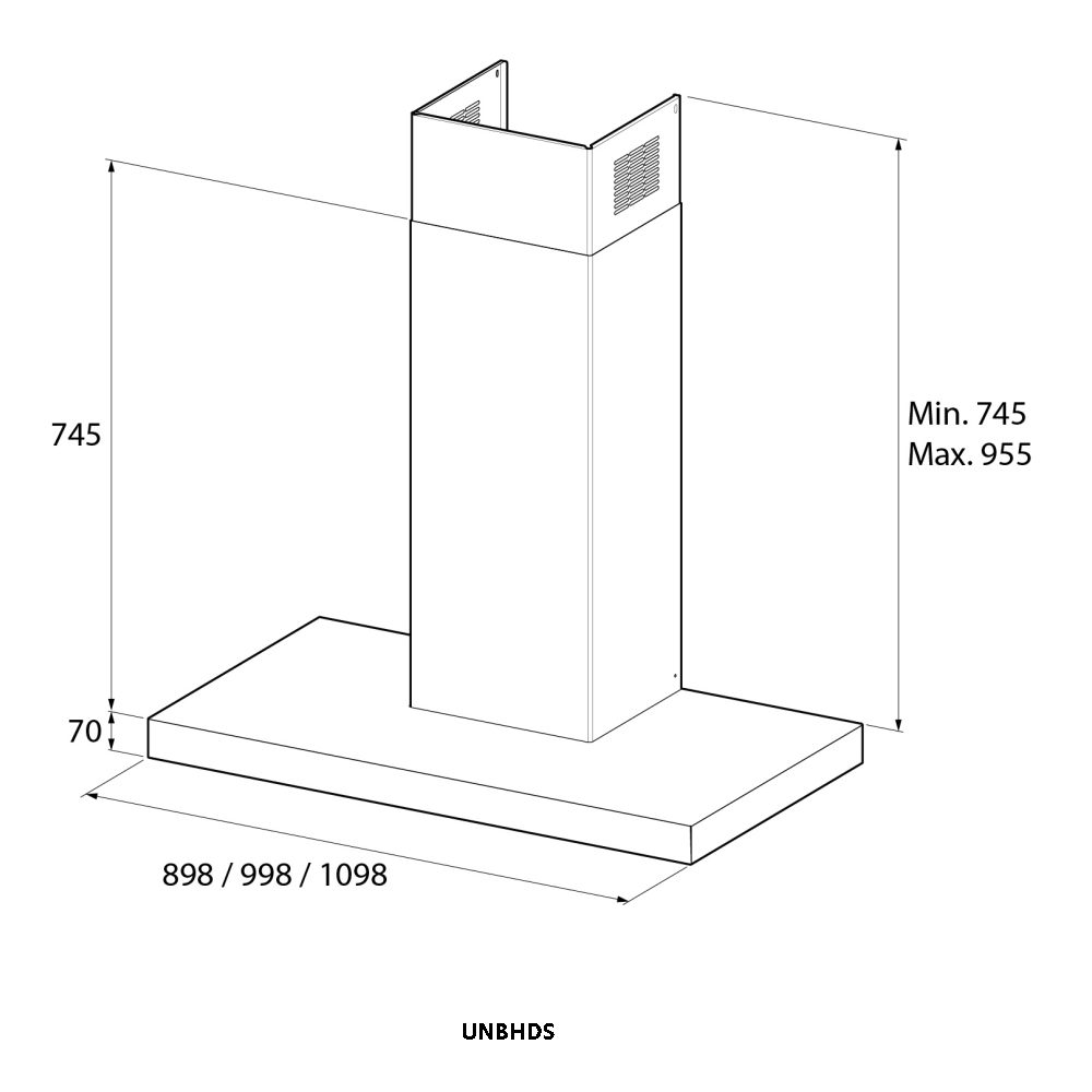 Rangemaster 90cm Flat Chimney Hood 119520 UNBHDS90SL/ - Slate Rangemaster 90cm Flat Chimney Hood 119520 UNBHDS90SL/ - Slate