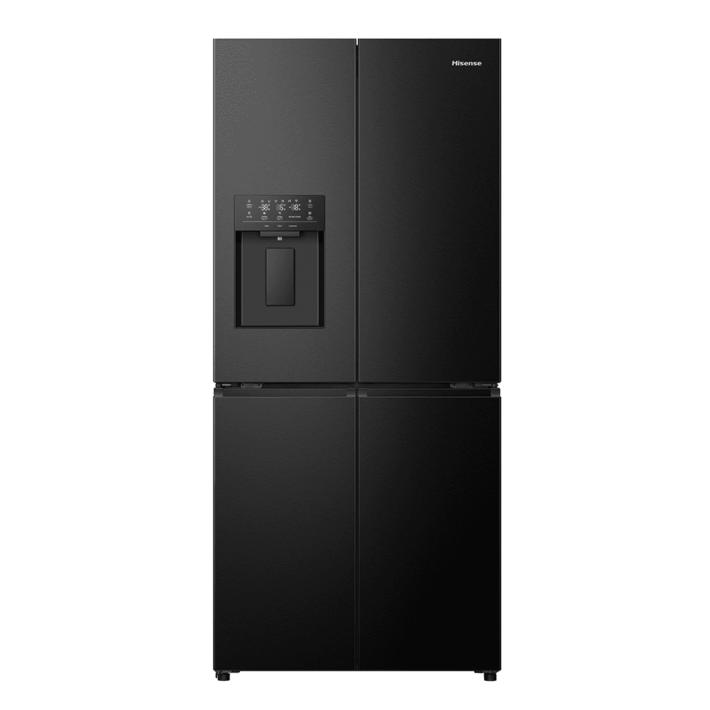 Hisense  79cm PureFlat Four Door Fridge Freezer Ice & Water Non Plumbed RQ5P470SYFD - Black