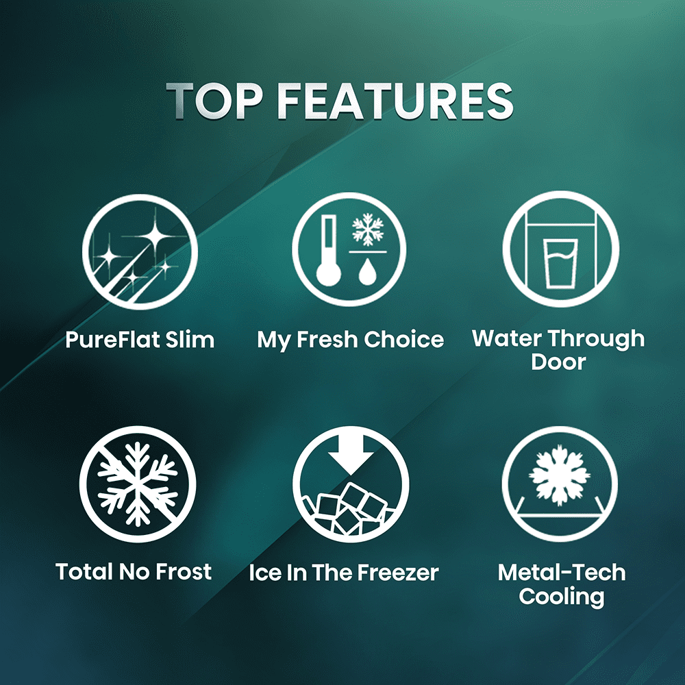 Hisense 79cm PureFlat Four Door Fridge Freezer Ice & Water Non Plumbed RQ5P470SYFD - Black Hisense 79cm PureFlat Four Door Fridge Freezer Ice & Water Non Plumbed RQ5P470SYFD - Black