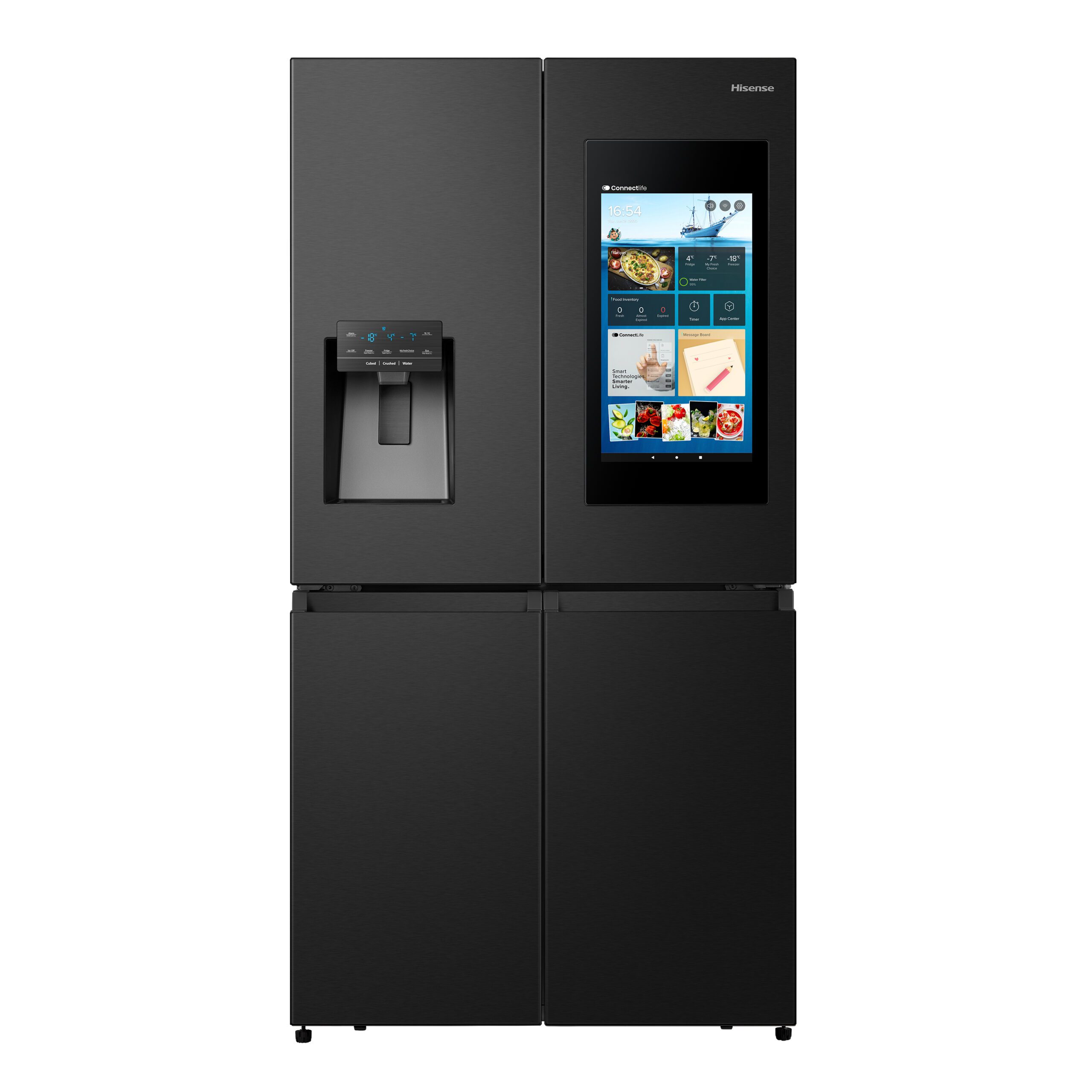 Hisense  PureFlat Eclipse Four Door Fridge Freezer With Ice & Water RQ760N4IFE - BLACK STEEL