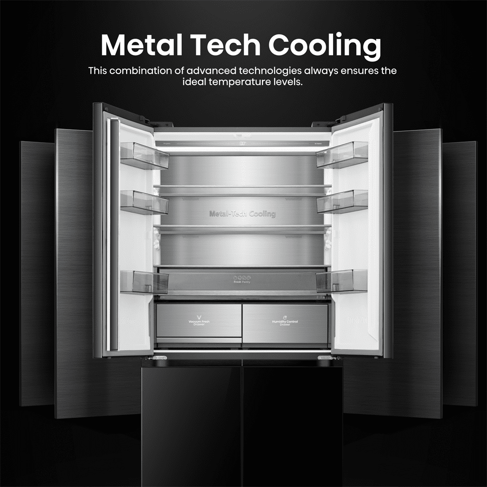 Hisense Kitchenfit Four Door American Style Fridge Freezer RQ768N4GBE- Black Hisense Kitchenfit Four Door American Style Fridge Freezer RQ768N4GBE- Black