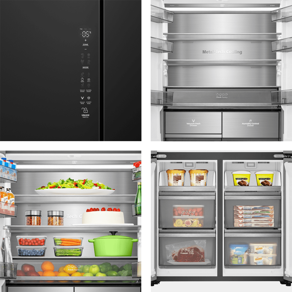 Hisense Kitchenfit Four Door American Style Fridge Freezer RQ768N4GBE- Black Hisense Kitchenfit Four Door American Style Fridge Freezer RQ768N4GBE- Black