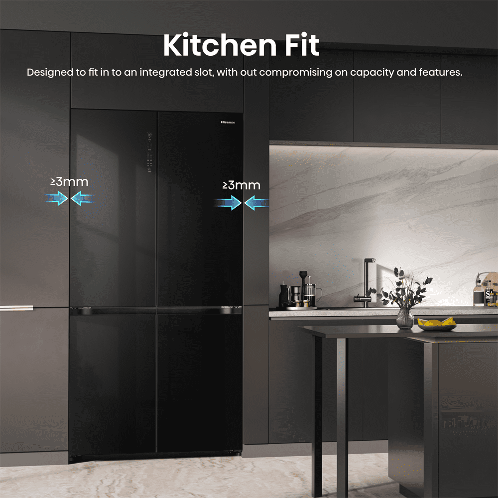 Hisense Kitchenfit Four Door American Style Fridge Freezer RQ768N4GBE- Black Hisense Kitchenfit Four Door American Style Fridge Freezer RQ768N4GBE- Black