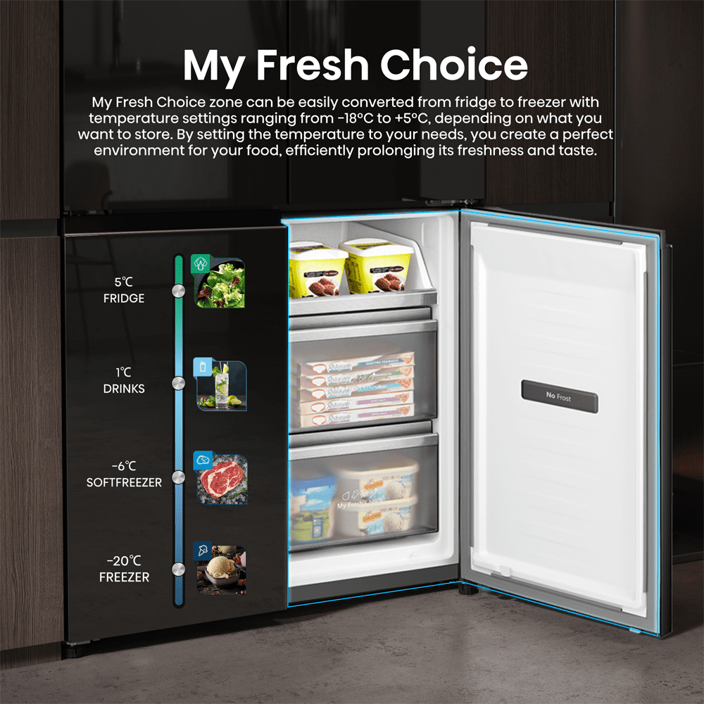 Hisense Kitchenfit Four Door American Style Fridge Freezer RQ768N4GBE- Black Hisense Kitchenfit Four Door American Style Fridge Freezer RQ768N4GBE- Black