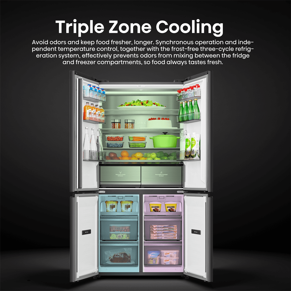 Hisense Kitchenfit Four Door American Style Fridge Freezer RQ768N4GBE- Black Hisense Kitchenfit Four Door American Style Fridge Freezer RQ768N4GBE- Black