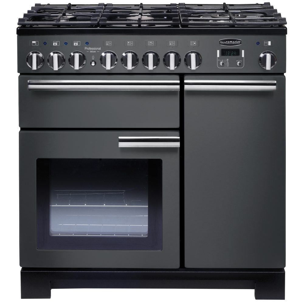 Rangemaster  Professional Deluxe 90cm Dual Fuel Range Cooker 105950 PDL90DFFSL/C - Slate