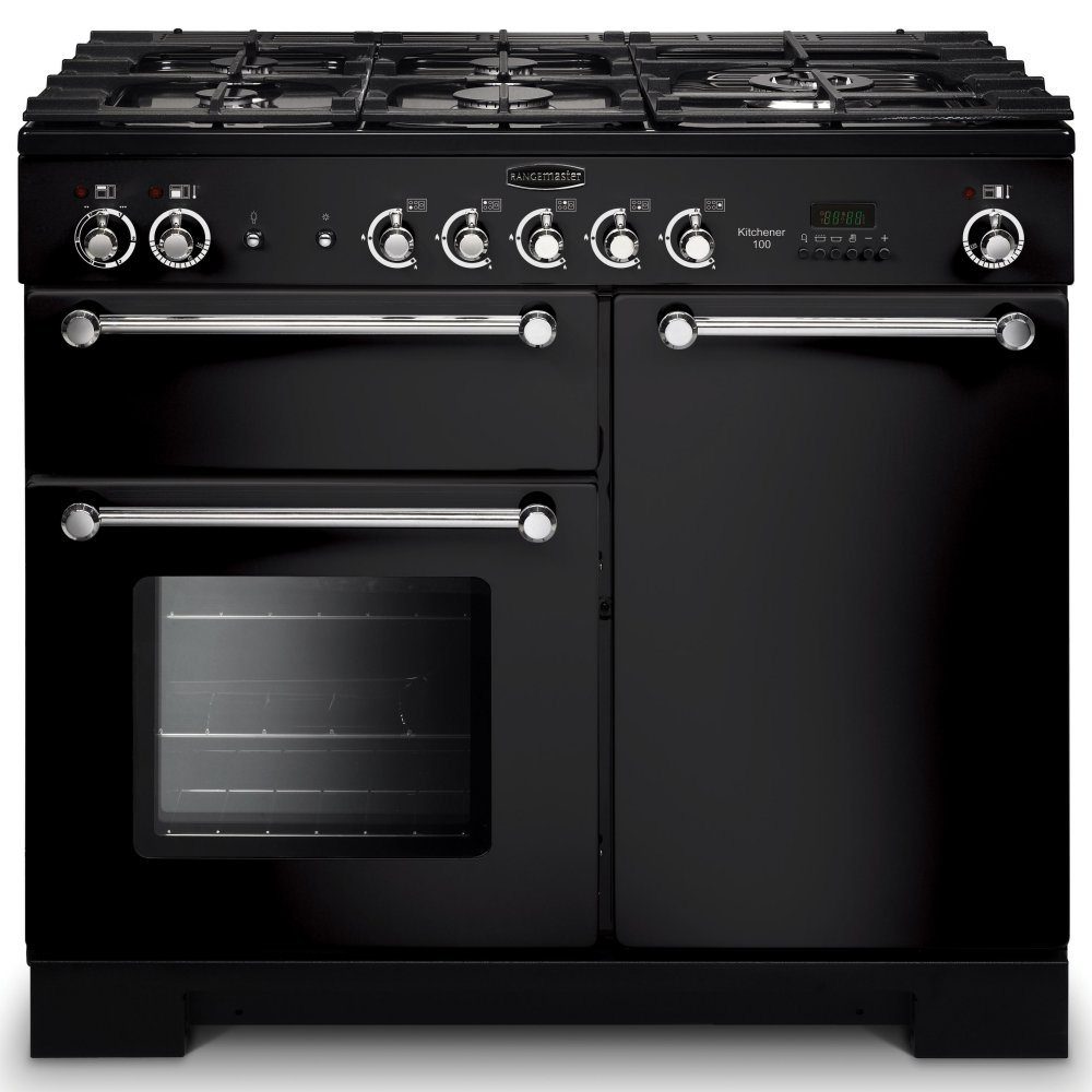 Rangemaster  Kitchener 100cm Dual Fuel Range Cooker 98790 KCH100DFFBL/C - Black