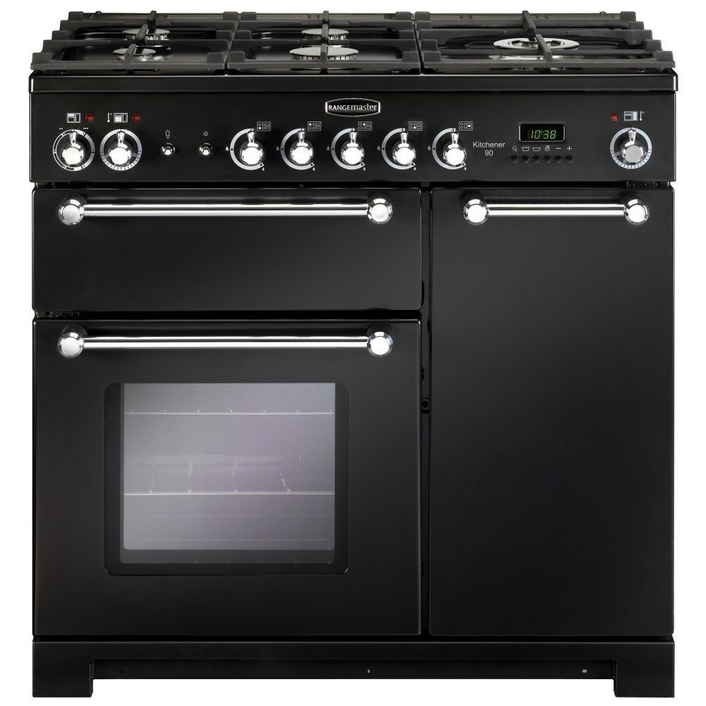 Rangemaster  Kitchener 90cm Dual Fuel Range Cooker 81420 KCH90DFFBL/C - Black