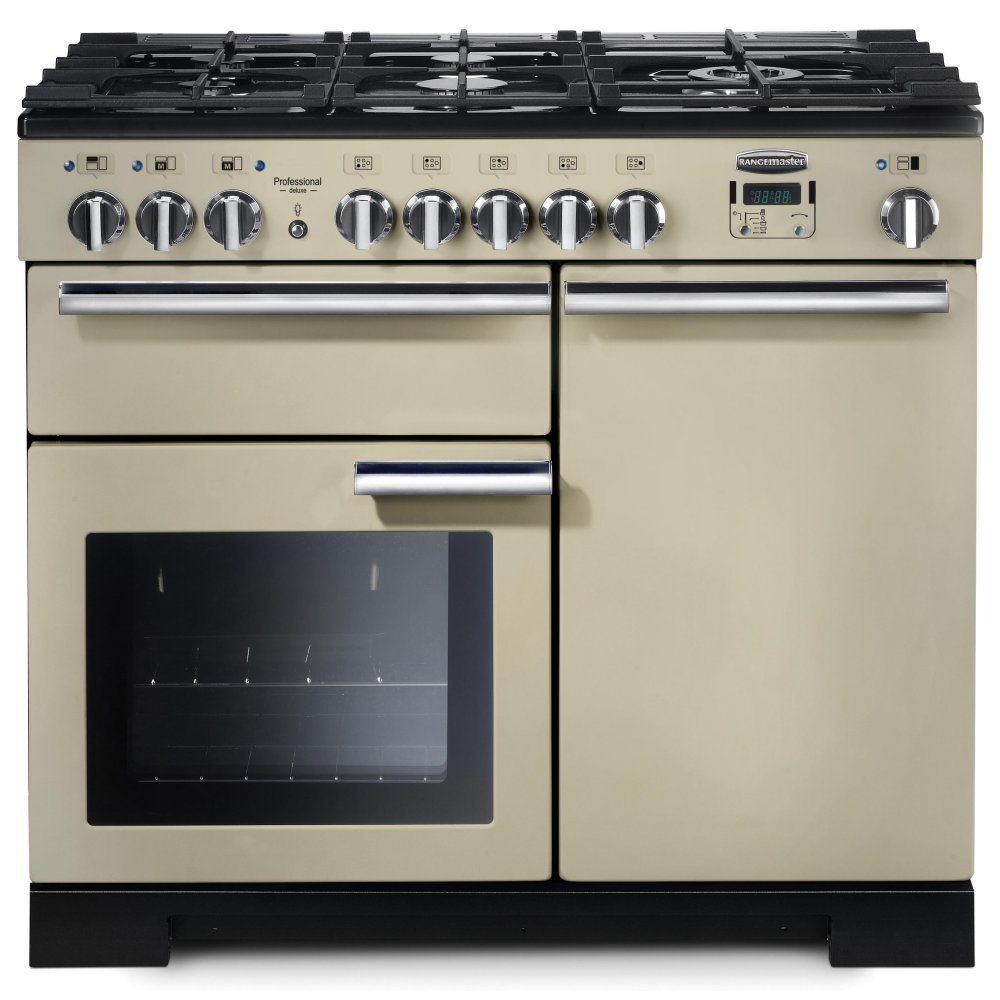 Rangemaster  Professional Deluxe 100cm Dual Fuel Range Cooker 97570 PDL100DFFCR/C - Cream