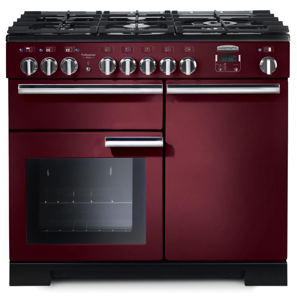 Rangemaster  Professional Deluxe 100cm Dual Fuel Range Cooker 97580 PDL100DFFCY/C - Cranberry