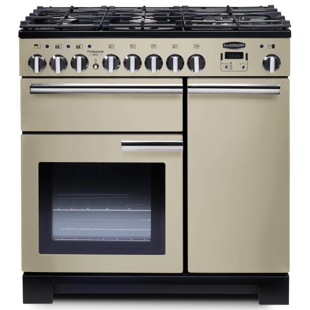 Rangemaster  Professional Deluxe 90cm Dual Fuel Range Cooker 97610 PDL90DFFCR/C - Cream