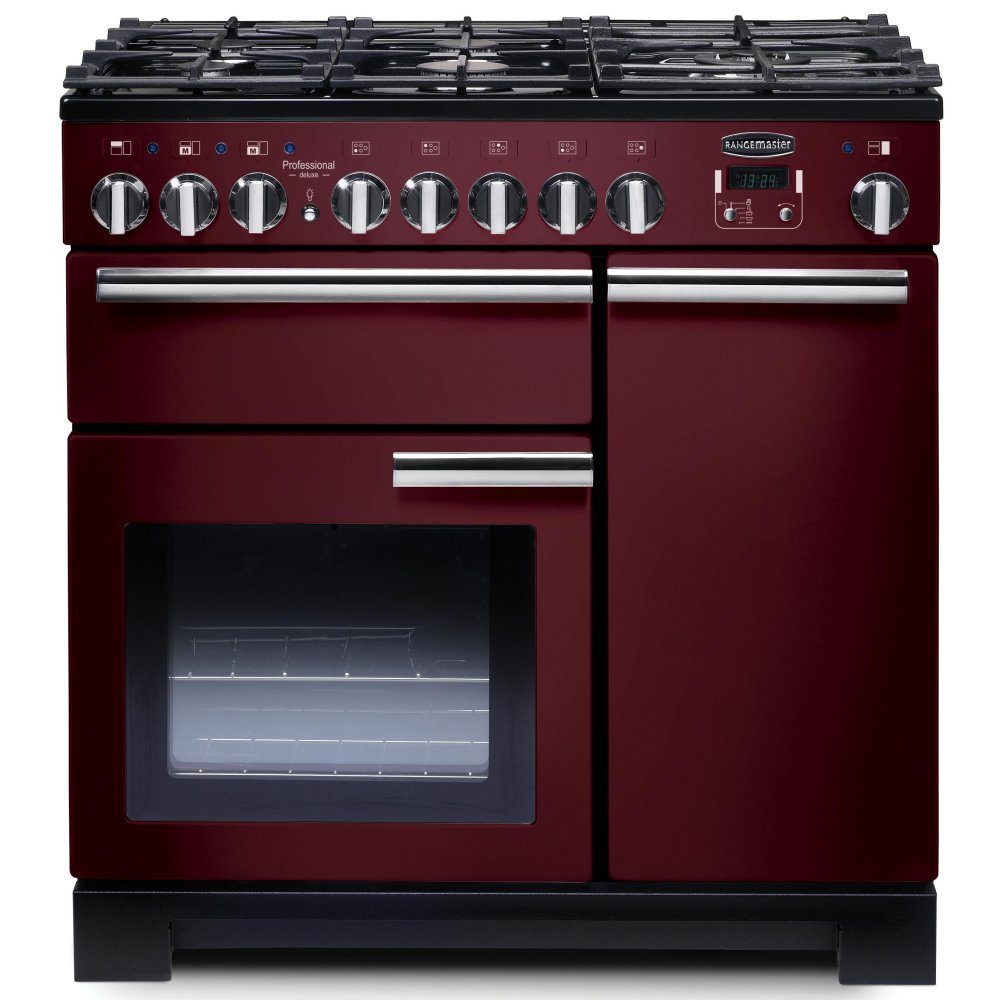 Rangemaster  Professional Deluxe 90cm Dual Fuel Range Cooker 97620 PDL90DFFCY/C - Cranberry