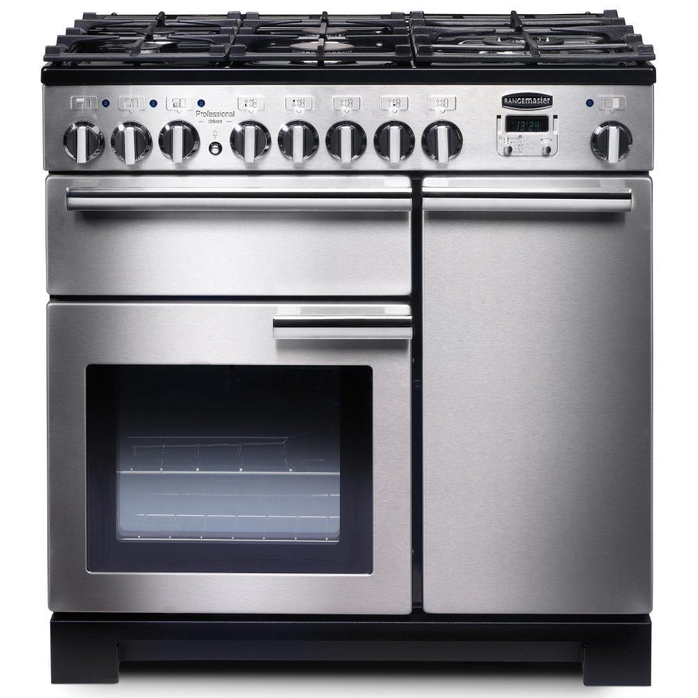Rangemaster  Professional Deluxe 90cm Dual Fuel Range Cooker 97590 PDL90DFFSS/C - Stainless Steel