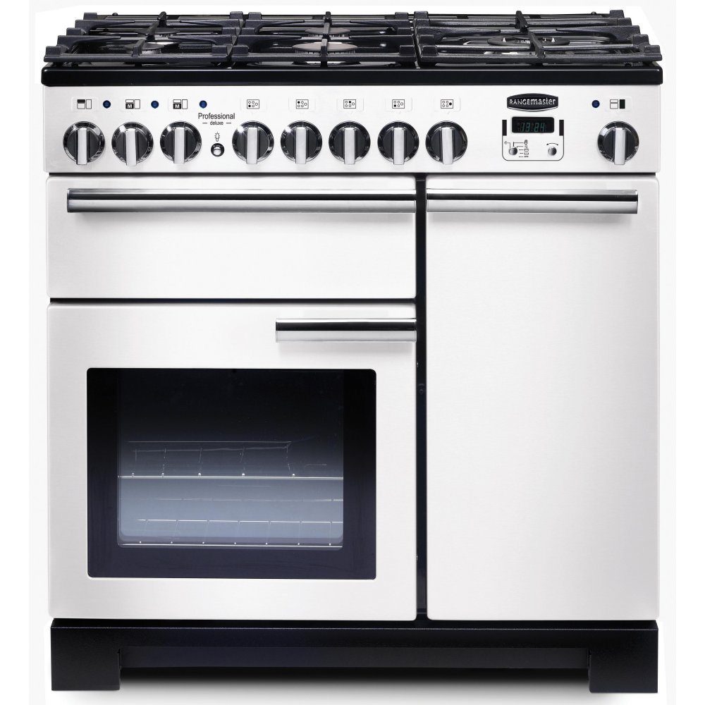 Rangemaster  Professional Deluxe 90cm Dual Fuel Range Cooker 98960 PDL90DFFWH/C - White