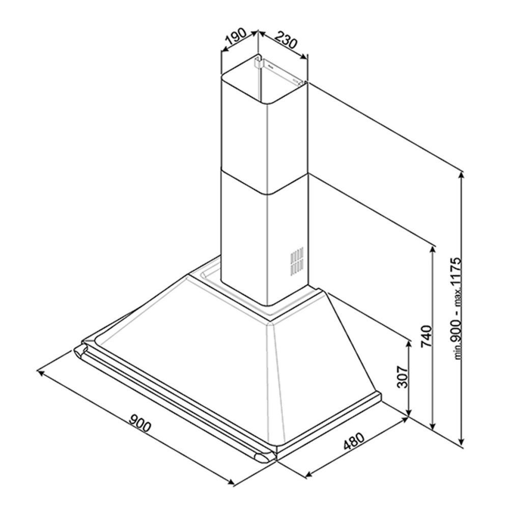 Smeg 90cm Victoria Chimney Hood With Rail KT90BLE - Black Smeg 90cm Victoria Chimney Hood With Rail KT90BLE - Black