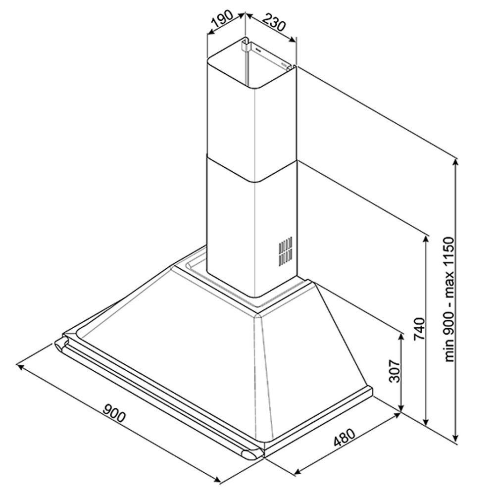 Smeg 90cm Victoria Chimney Hood With Rail KTR90XE - Stainless Steel Smeg 90cm Victoria Chimney Hood With Rail KTR90XE - Stainless Steel