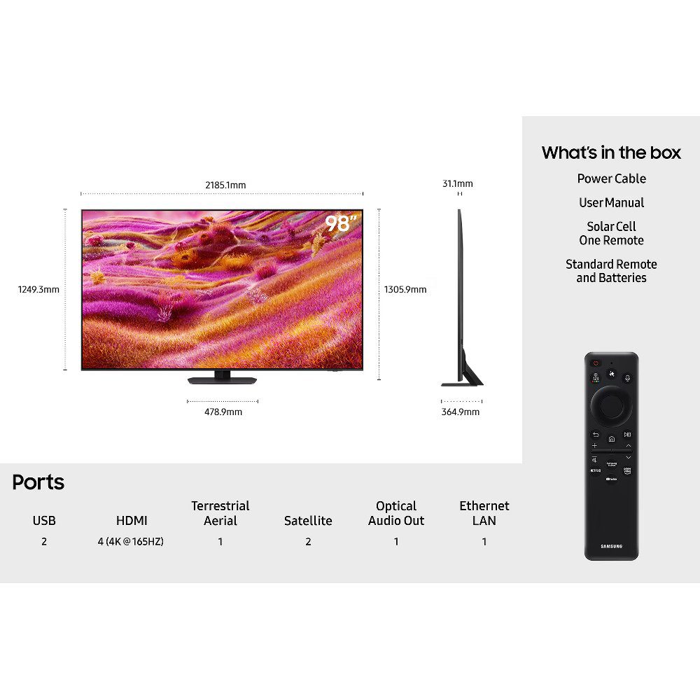 Samsung 2025 98" QN90F Neo QLED 4K HDR Smart TV QE98QN90FATXXU - Black Samsung 2025 98" QN90F Neo QLED 4K HDR Smart TV QE98QN90FATXXU - Black