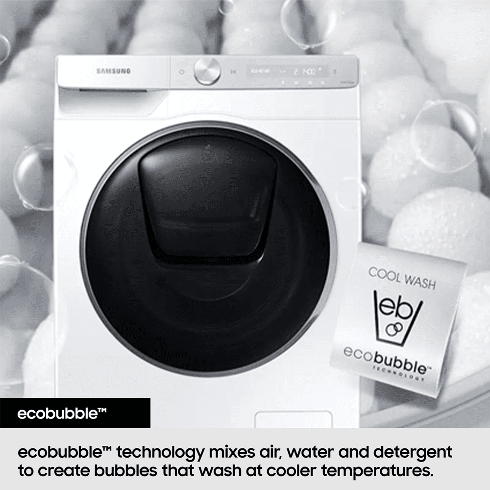 Samsung 9kg Series 6 AutoDose Ecobubble Steam Washing Machine 1400rpm WW90DG6U85LBU1 - Black - Image 8