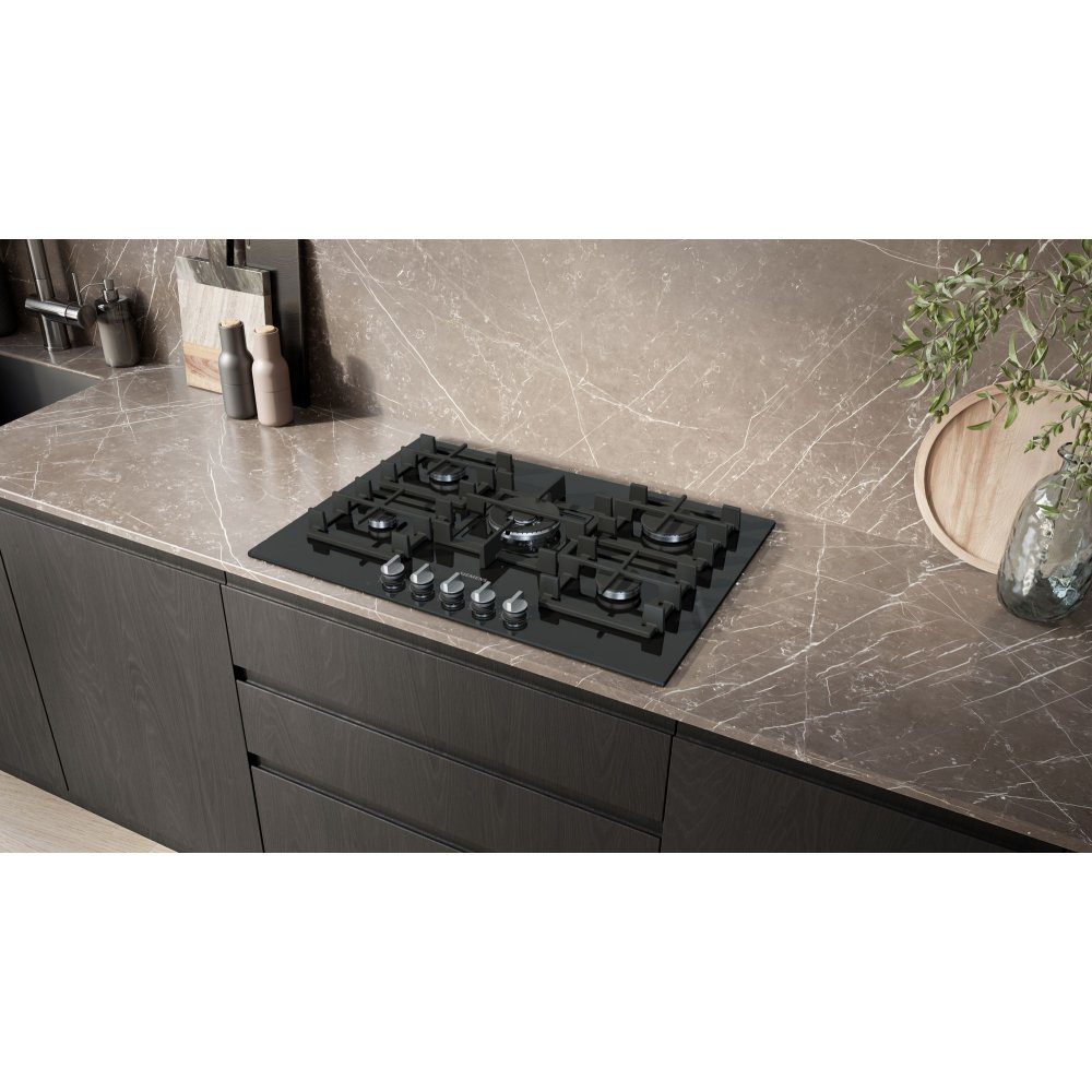 Siemens IQ-500 75cm Frameless Gas On Glass Hob EP7A6QI40 - Black Siemens IQ-500 75cm Frameless Gas On Glass Hob EP7A6QI40 - Black