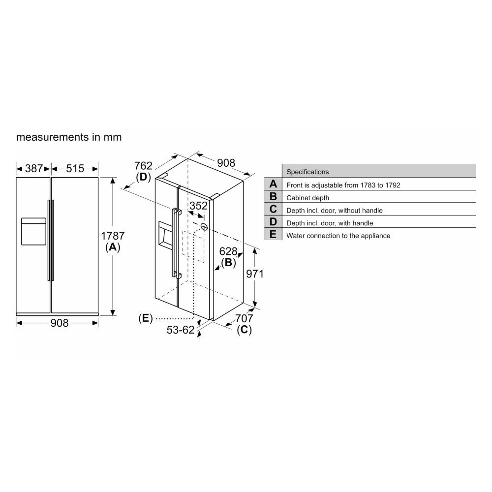 Siemens IQ-500 American Fridge Freezer With Ice & Water And Homebar KA93GAIDP - Stainless Steel Siemens IQ-500 American Fridge Freezer With Ice & Water And Homebar KA93GAIDP - Stainless Steel