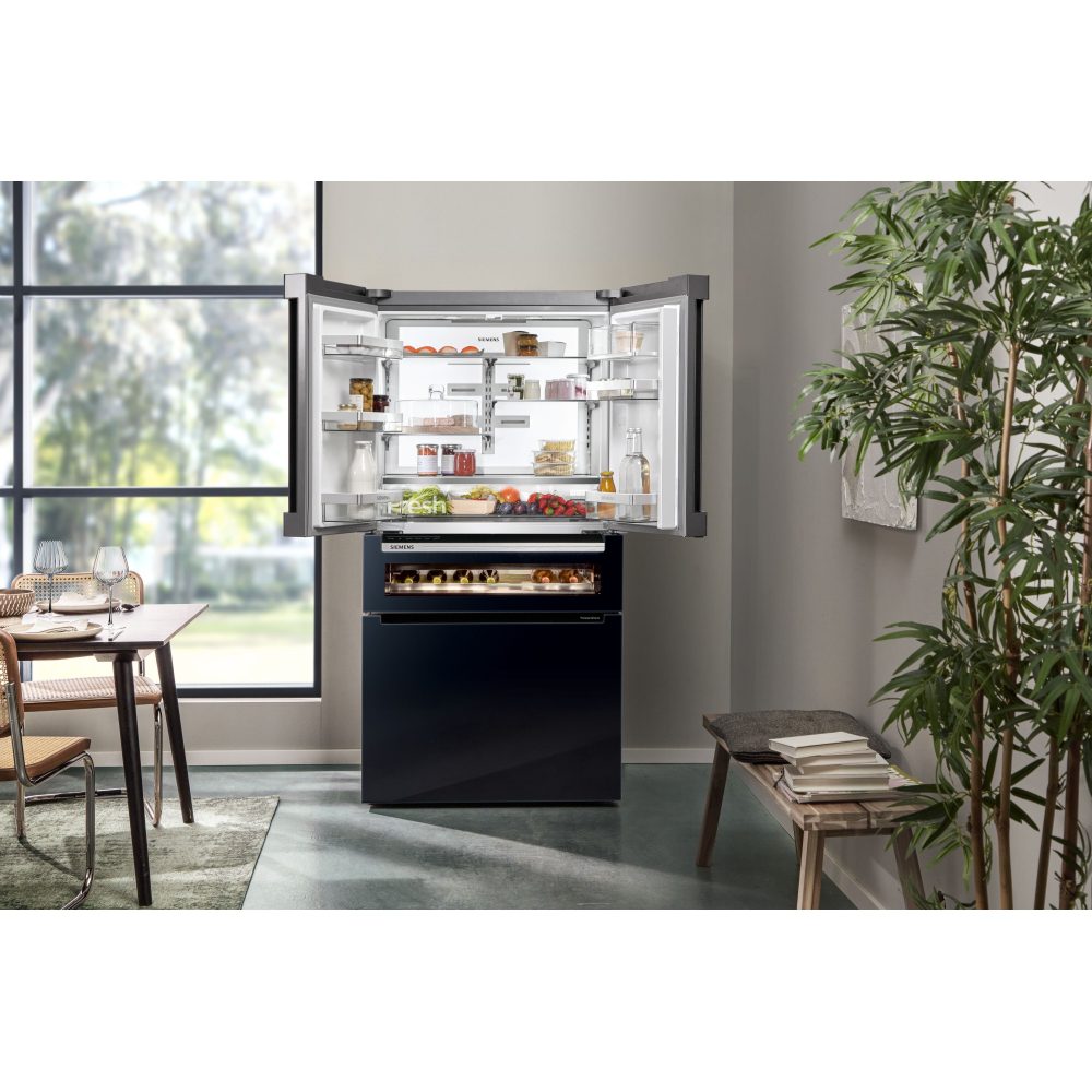 Siemens IQ-700 French Style Fridge Freezer With Beverage Drawer KF96RSBEA - Black Siemens IQ-700 French Style Fridge Freezer With Beverage Drawer KF96RSBEA - Black