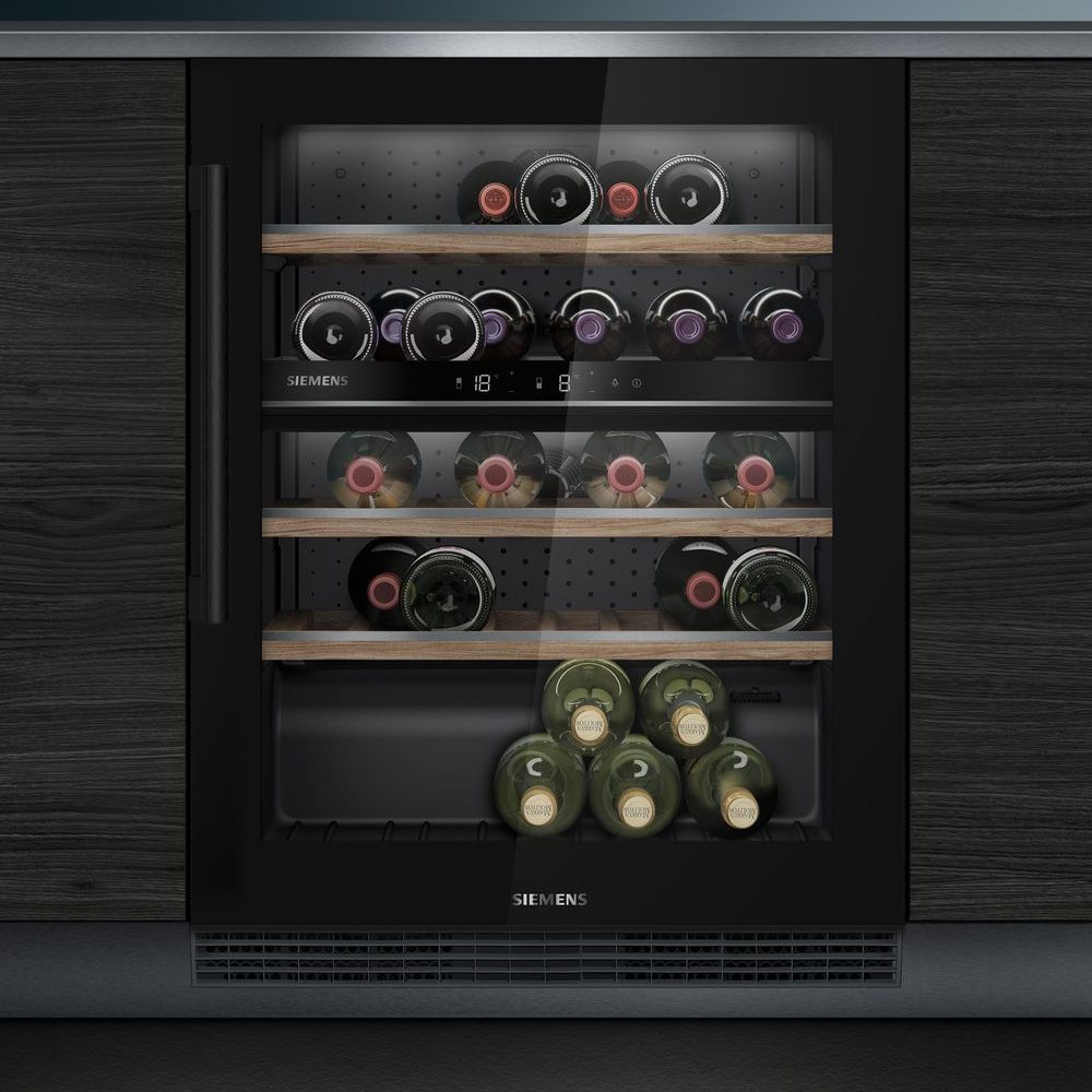 Siemens  60cm Undercounter Dual Zone Wine Cooler KU21WAHG0G - Black