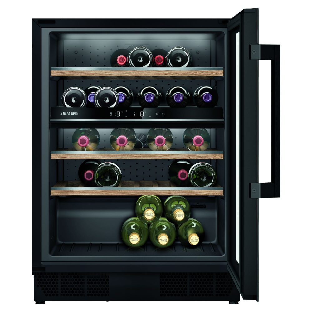 Siemens 60cm Undercounter Dual Zone Wine Cooler KU21WAHG0G - Black Siemens 60cm Undercounter Dual Zone Wine Cooler KU21WAHG0G - Black