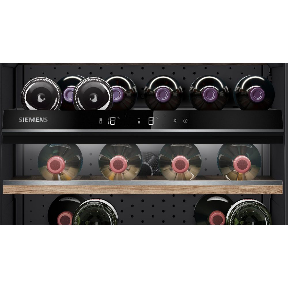 Siemens 60cm Undercounter Dual Zone Wine Cooler KU21WAHG0G - Black Siemens 60cm Undercounter Dual Zone Wine Cooler KU21WAHG0G - Black