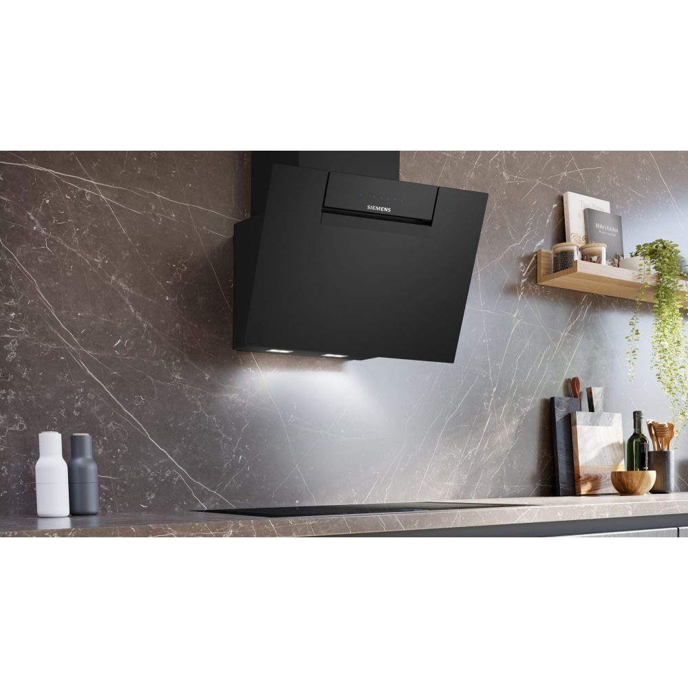 Siemens IQ-300 60cm Angled Chimney Hood LC67KFN60B - Black Siemens IQ-300 60cm Angled Chimney Hood LC67KFN60B - Black