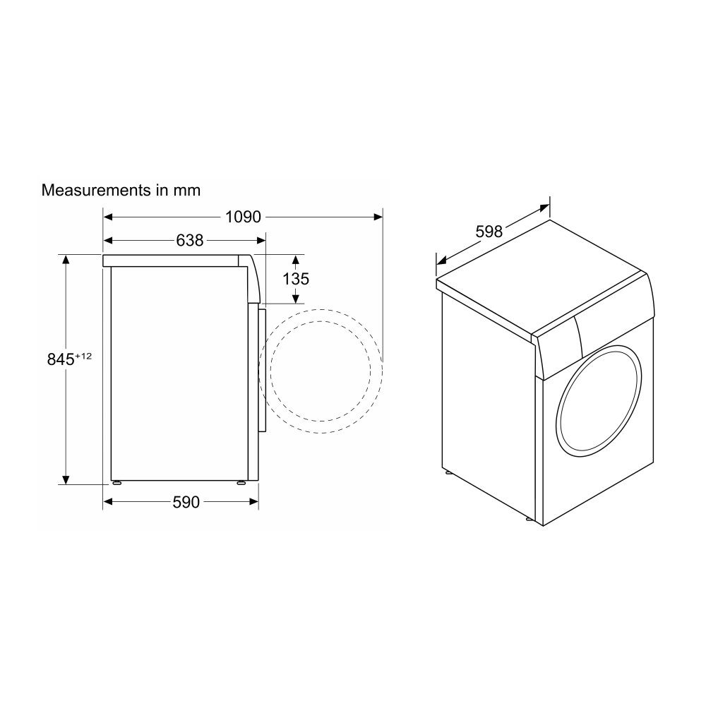 Siemens 10kg IQ-700 i-DOS Washing Machine 1600rpm WG56B2A2GB - White Siemens 10kg IQ-700 i-DOS Washing Machine 1600rpm WG56B2A2GB - White