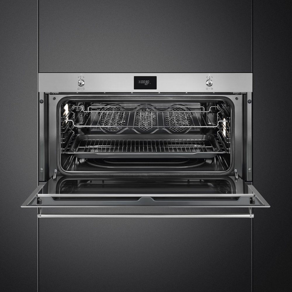 Smeg 90cm Classic Pyrolytic Multifunction Reduced Height Single Oven SFPR9301TX - Stainless Steel Smeg 90cm Classic Pyrolytic Multifunction Reduced Height Single Oven SFPR9301TX - Stainless Steel