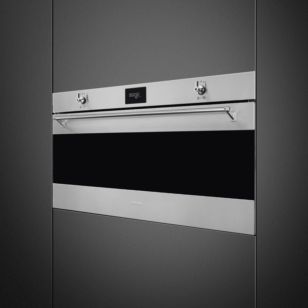 Smeg 90cm Classic Pyrolytic Multifunction Reduced Height Single Oven SFPR9301TX - Stainless Steel Smeg 90cm Classic Pyrolytic Multifunction Reduced Height Single Oven SFPR9301TX - Stainless Steel