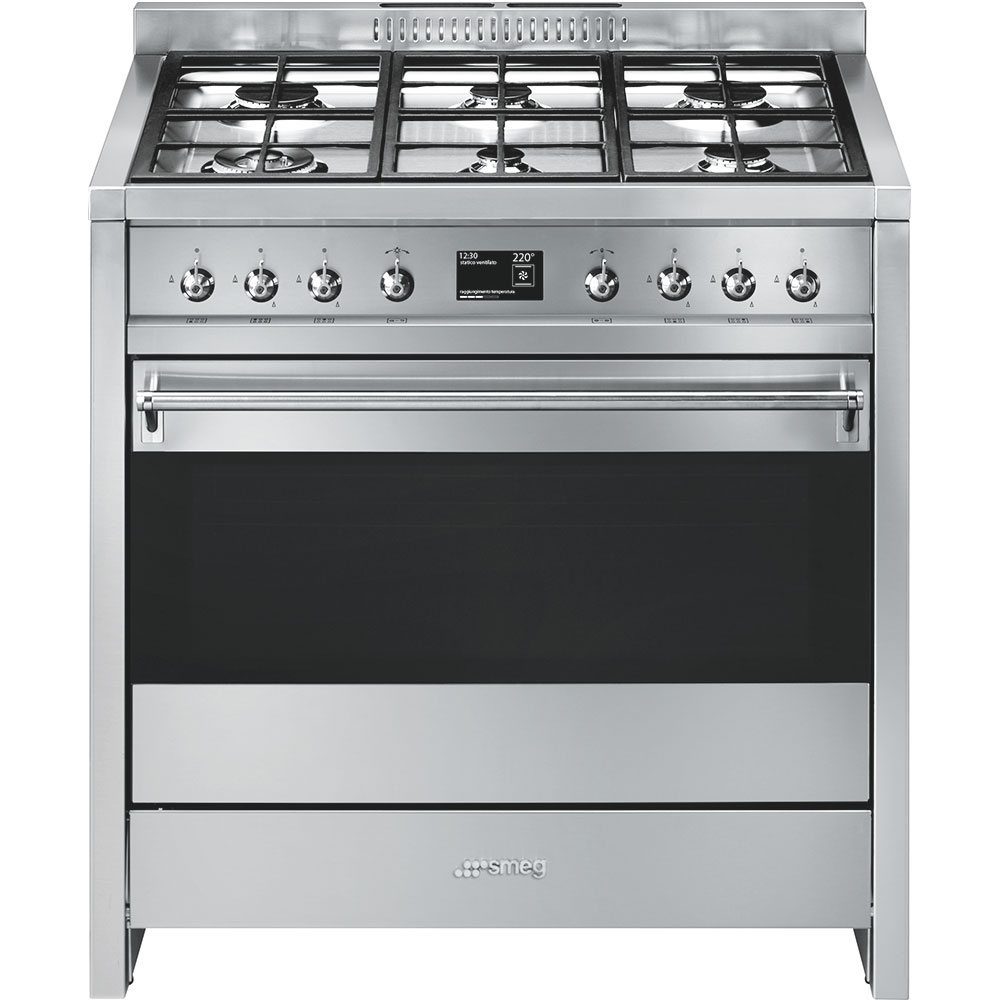 Smeg  90cm Opera Dual Fuel Range Cooker A1-9 - Stainless Steel