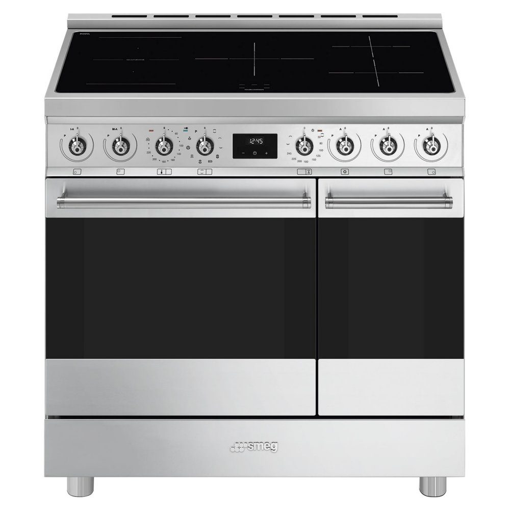 Smeg  90cm Classic Pyrolytic Induction Range Cooker C92IPX2 - Stainless Steel