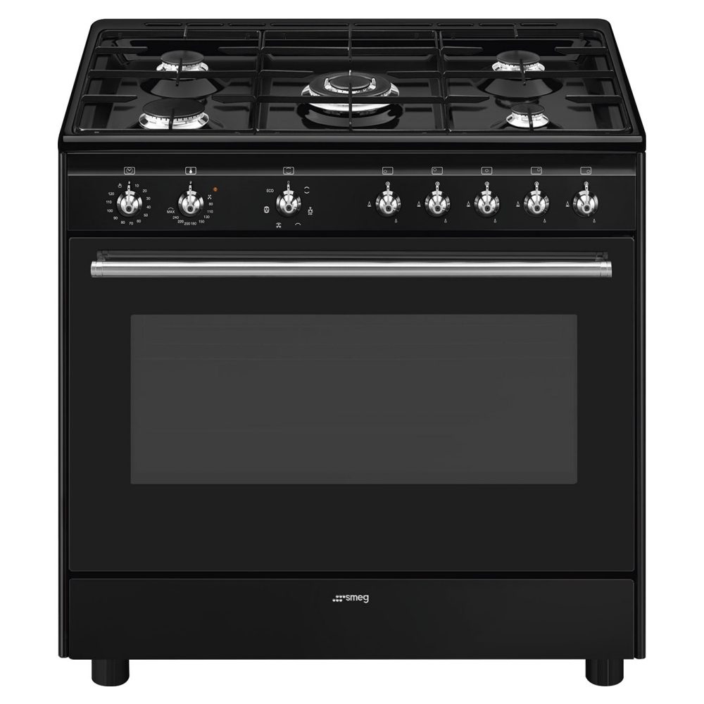 Smeg  90cm Classic Single Cavity Dual Fuel Range Cooker CX91GMBL - Black