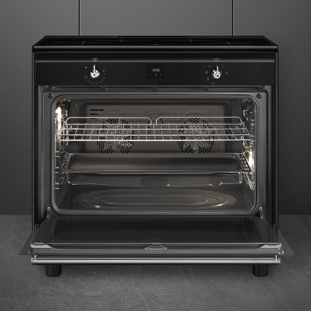 Smeg 90cm Classic Single Cavity Induction Range Cooker CX91IMBL - Black Smeg 90cm Classic Single Cavity Induction Range Cooker CX91IMBL - Black