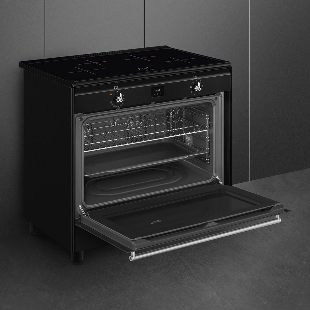 Smeg 90cm Classic Single Cavity Induction Range Cooker CX91IMBL - Black Smeg 90cm Classic Single Cavity Induction Range Cooker CX91IMBL - Black