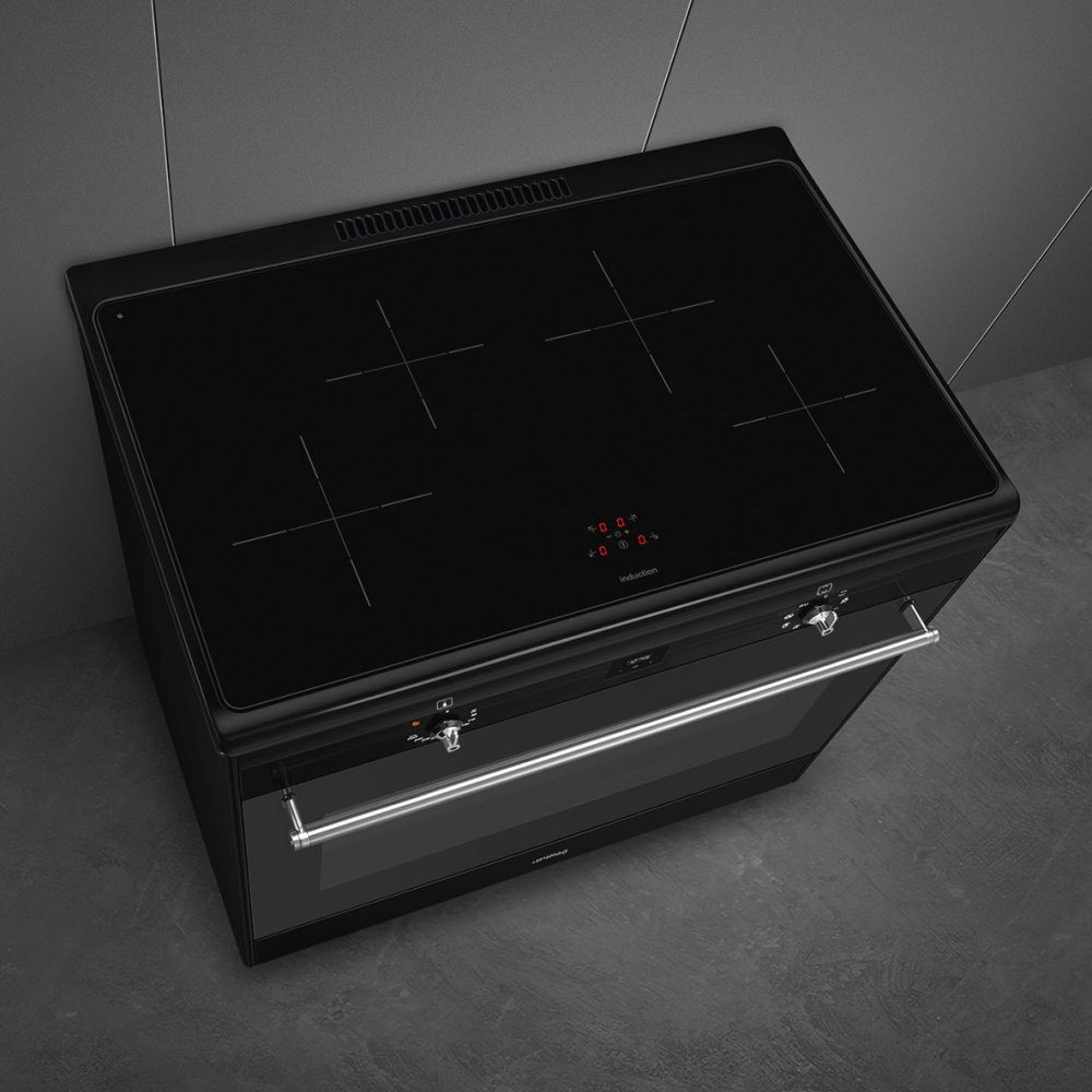 Smeg 90cm Classic Single Cavity Induction Range Cooker CX91IMBL - Black Smeg 90cm Classic Single Cavity Induction Range Cooker CX91IMBL - Black