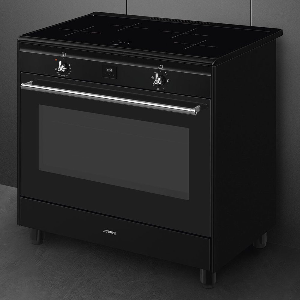 Smeg 90cm Classic Single Cavity Induction Range Cooker CX91IMBL - Black Smeg 90cm Classic Single Cavity Induction Range Cooker CX91IMBL - Black