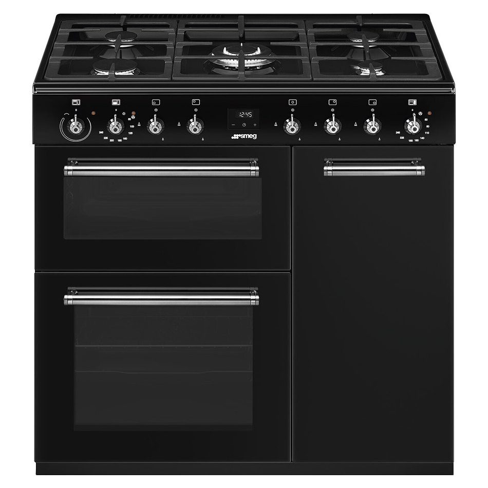 Smeg  90cm Classic Dual Fuel Range Cooker CX93GMBL - Black