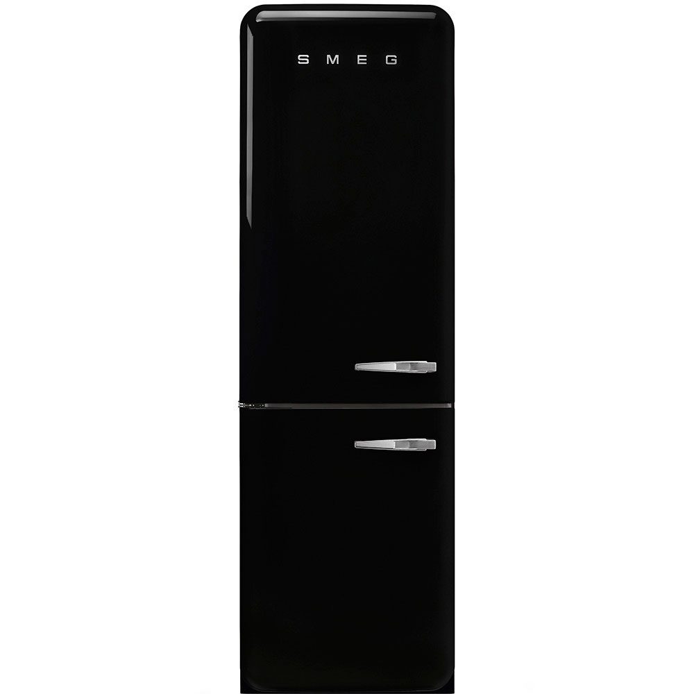 Smeg  60cm Retro Frost Free Fridge Freezer Left Hand Hinge FAB32LBL6UK - Black