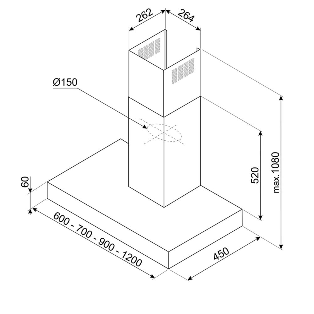 Smeg 90cm Chimney Hood KBT900XE - Stainless Steel Smeg 90cm Chimney Hood KBT900XE - Stainless Steel