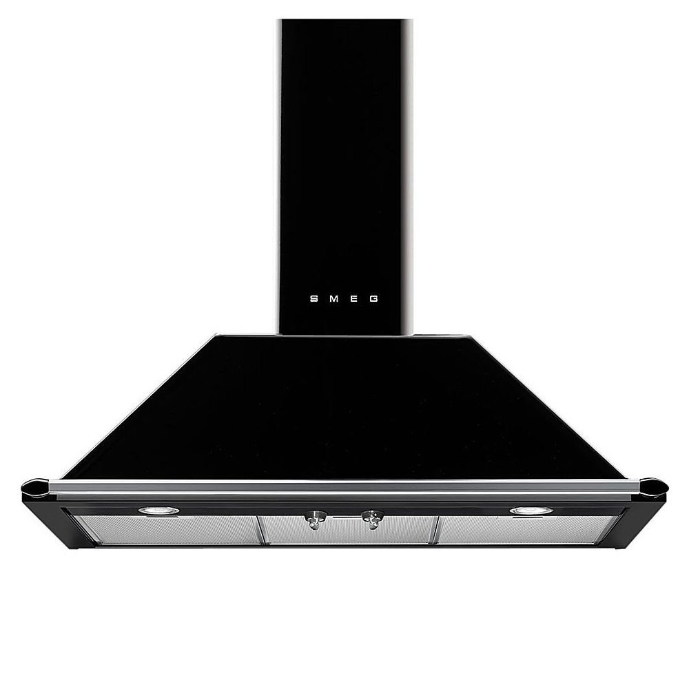 Smeg  90cm Victoria Chimney Hood With Rail KT90BLE - Black