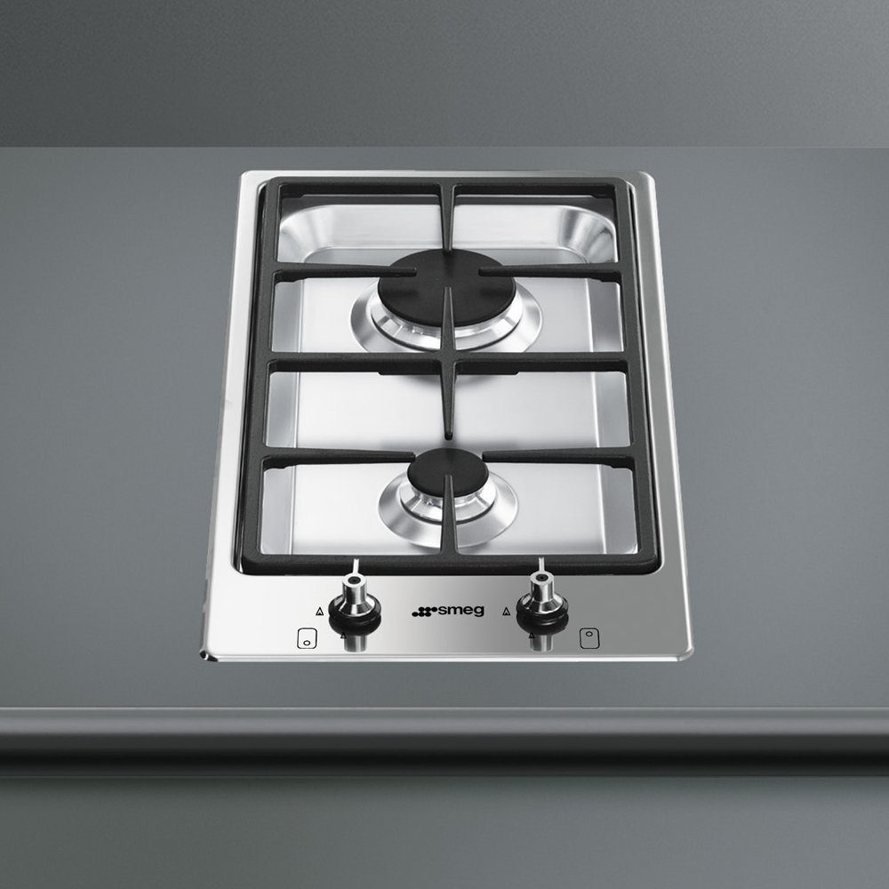 Smeg  Classic Ultra Low Profile Modular 2 Burner Gas Hob PGF32G - Stainless Steel