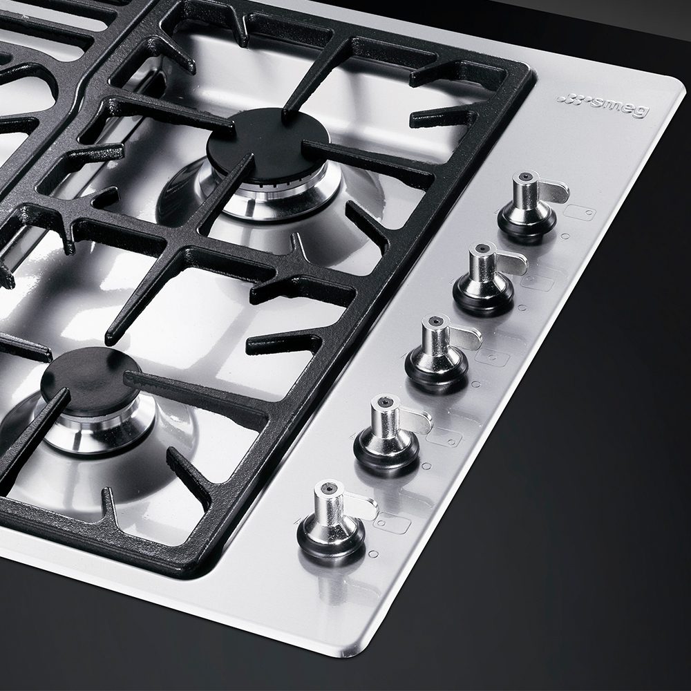 Smeg Classic 90cm Ultra Low Profile 5 Burner Gas Hob PGF95-4 - Stainless Steel Smeg Classic 90cm Ultra Low Profile 5 Burner Gas Hob PGF95-4 - Stainless Steel