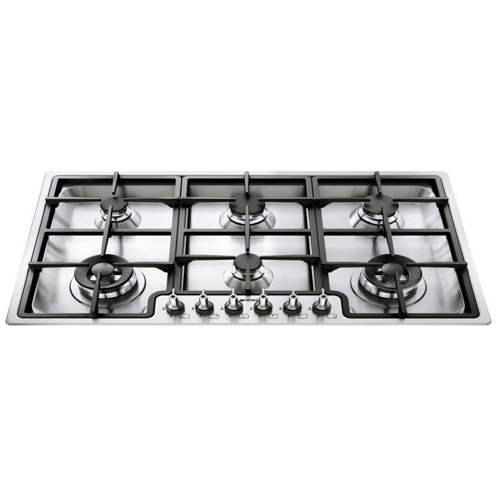 Smeg  Classic 90cm Ultra Low Profile 6 Burner Gas Hob PGF962 - Stainless Steel